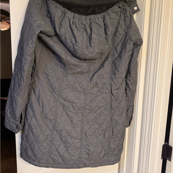 Women's Quilted Hooded Puffer Coat - Gray M - Picture 4 of 4